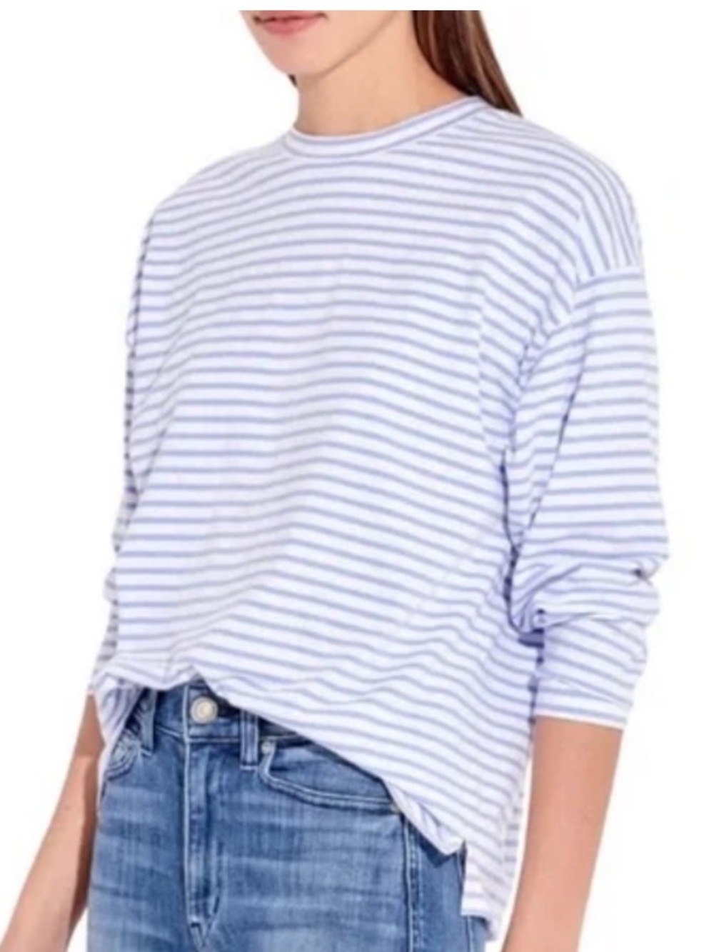 AYR The French Fry Long Sleeve Tee in Hydrangea Stripe - Like New, Small